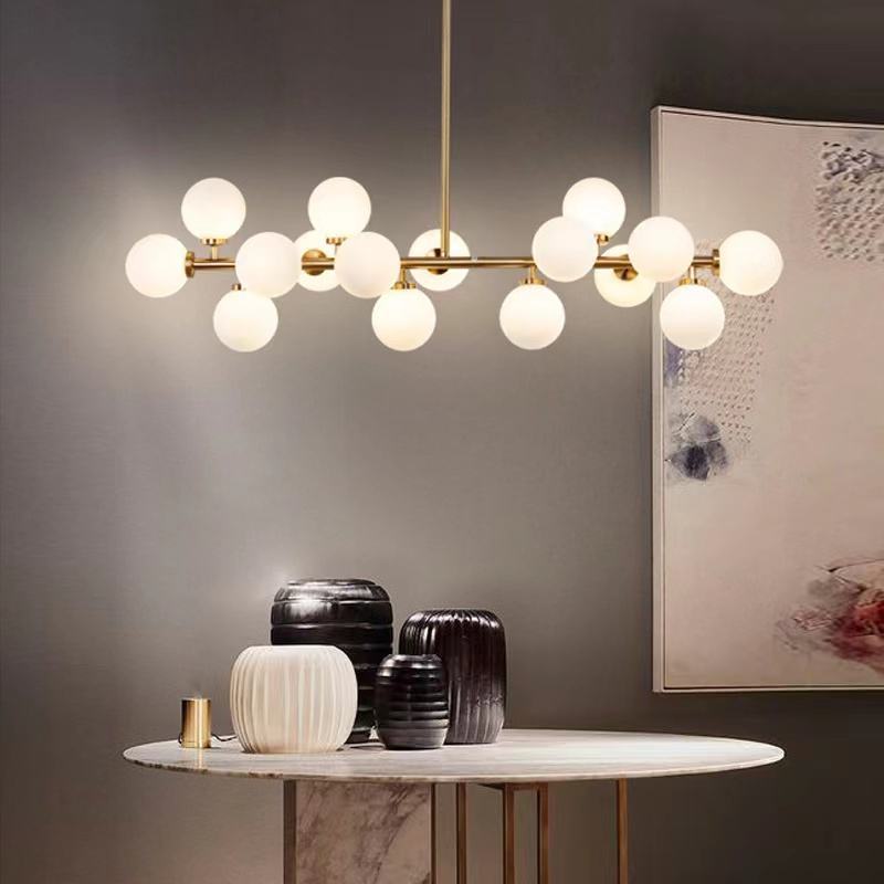 2023 Simple Modern Industrial Style Glass Ball Pendant Lamps Kitchen Dining Chandelier With G9 16 Bulbs