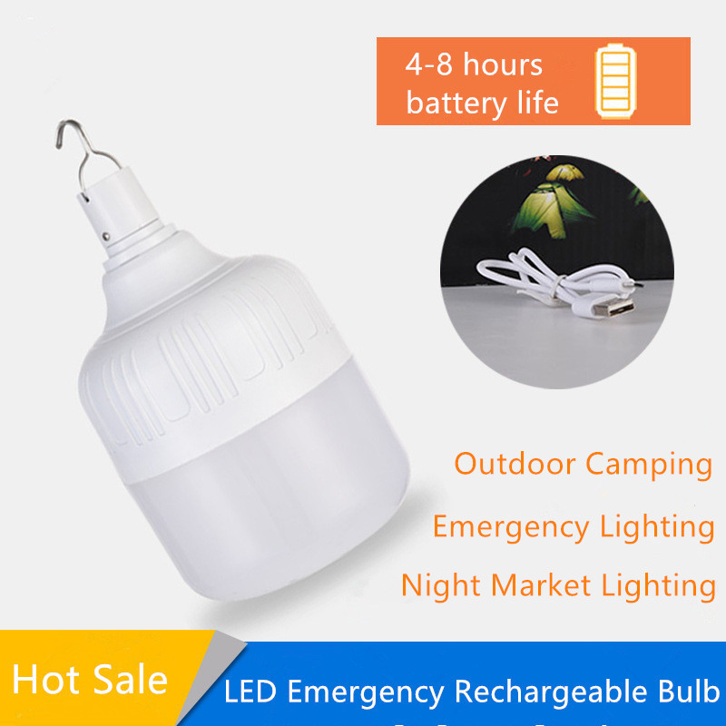 Portable Emergency Light Bulb with Hook 10W 20W 30W 40W 50W Fishing Camping Lights USB Charging LED Lantern Lamps