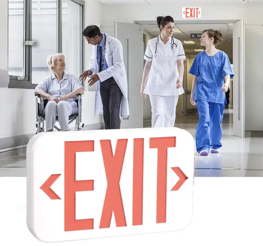 USA Led Exit Emergency Light With Backup Battery  Red Green Double Sided Exit Sign For Hospital Hotel