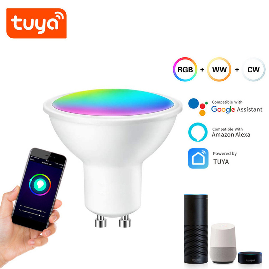 GU10 Light Bulbs APP Wifi Control RGBW Dimming Led Bulbs Tuya Alexa Zigbee Smart Life Google Home Light Bulb 5W