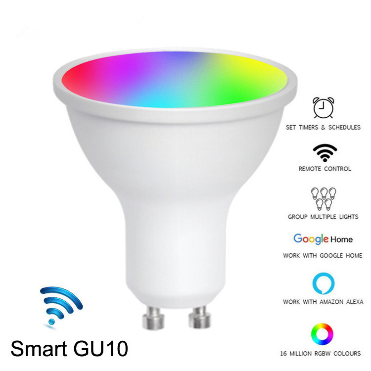 GU10 Light Bulbs APP Wifi Control RGBW Dimming Led Bulbs Tuya Alexa Zigbee Smart Life Google Home Light Bulb 5W