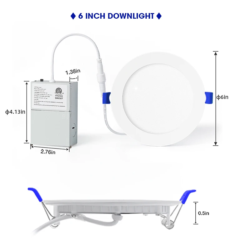 Canada Stock Energy Star ETL 6 Inch 12W 5CCT No Flicker Dimmable Recessed Round Ultra Slim Led Panel Lights Ceiling