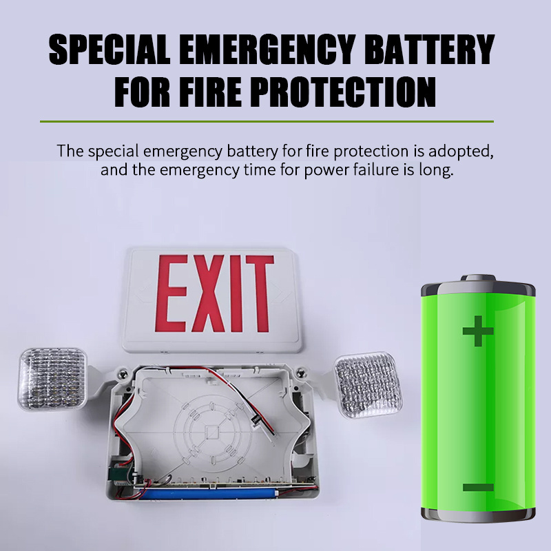 Led Emergency Light Backup Battery LED Exit Combo Red Green Exit Sign for Hotel School Emergency Exit Lights