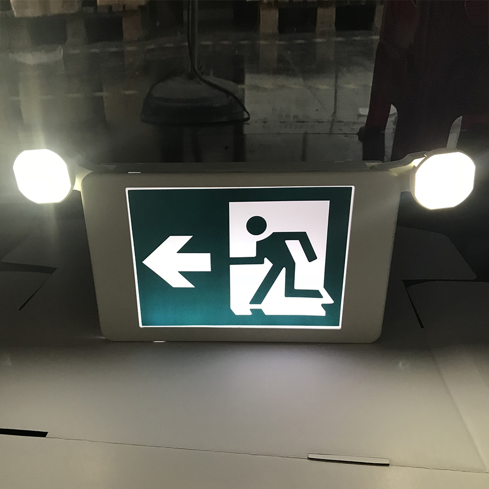 American Standard Green Running Man SMD 2*1.2W LED Emergency Exit Sign Light Combo