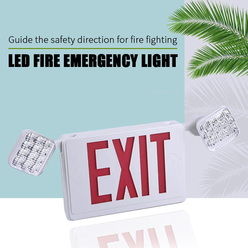 Led Emergency Light Backup Battery LED Exit Combo Red Green Exit Sign for Hotel School Emergency Exit Lights