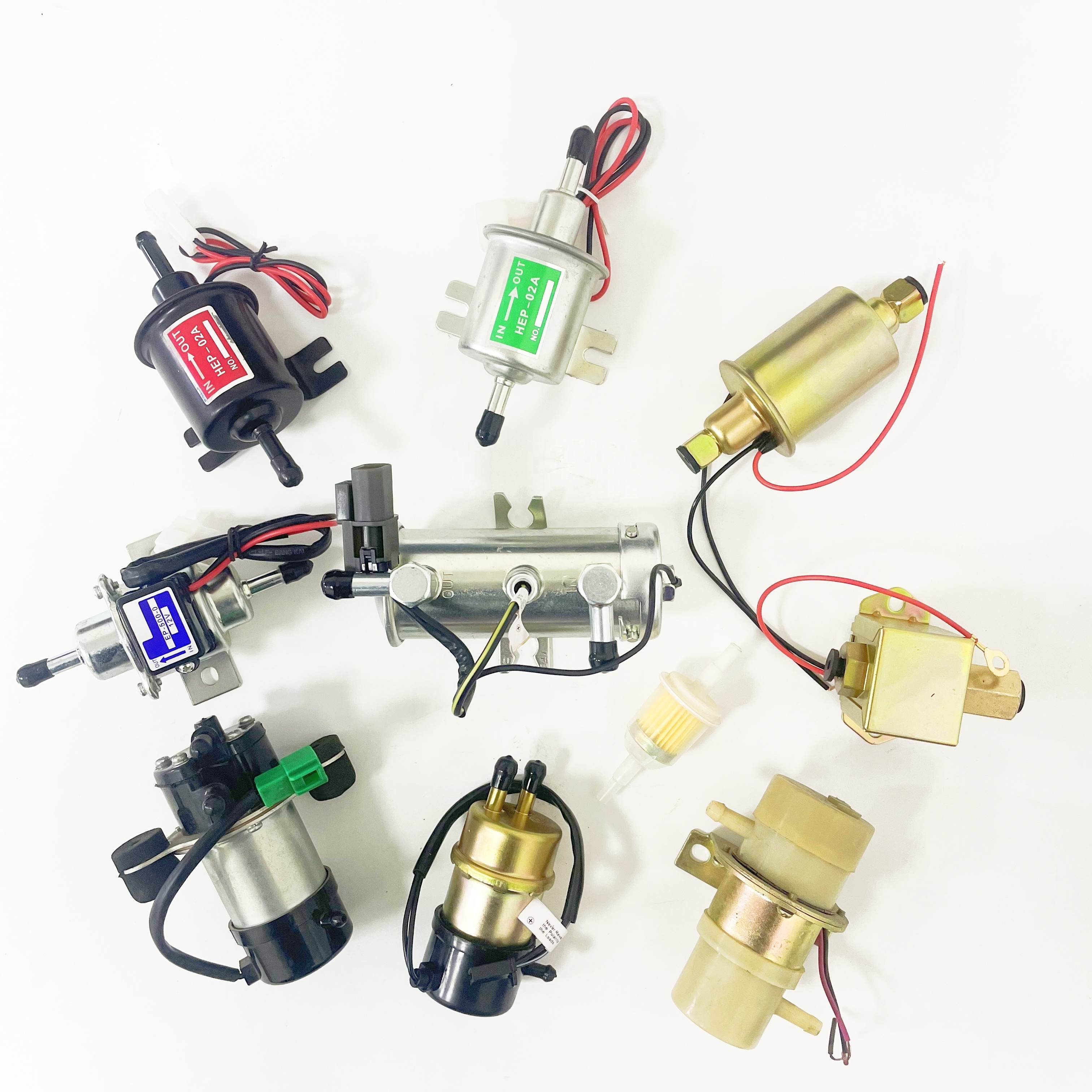 HEP-02A Low Pressure Electric Fuel Pump Petrol Gas Pump with Install Kit for Motorcycle Lawn Mower Carburetor ATV Trucks Boats