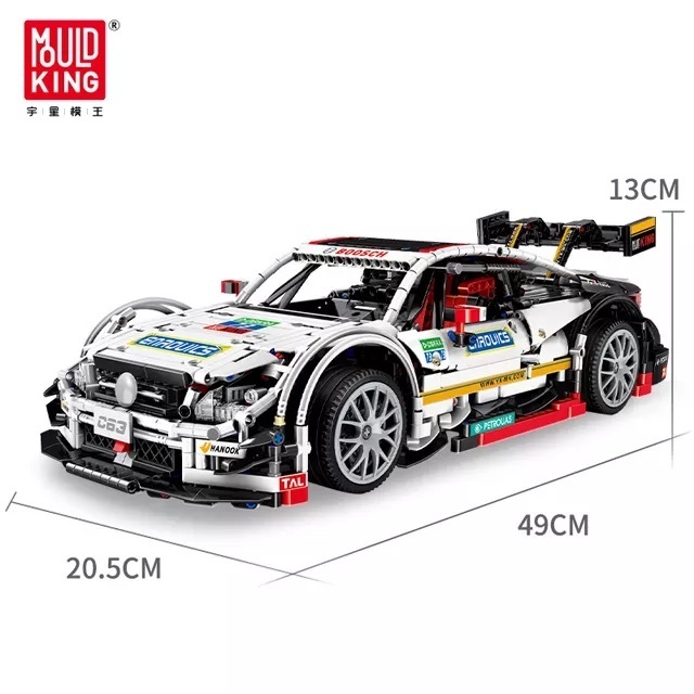 MOULD KING 13075 High-Tech Car Toys App Version  RC C63 White Race Car Model Building Block Sets For Birthday Gifts