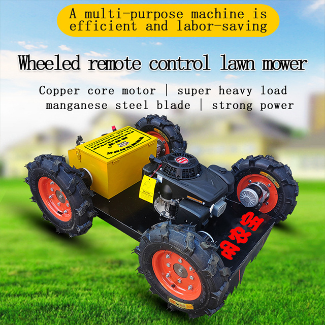 Factory sales Wheeled Lawn Mower 4WD Grass Trimmer Radio Control 4 Wheel Gasoline Power Robot Lawn Mower