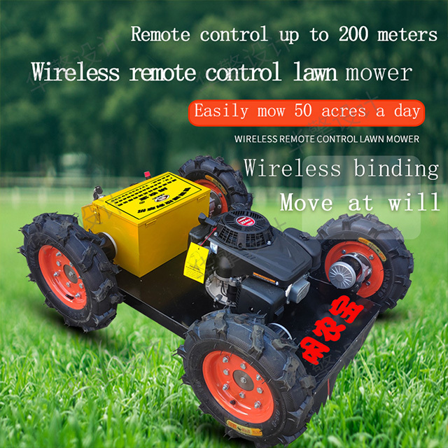 Factory sales Wheeled Lawn Mower 4WD Grass Trimmer Radio Control 4 Wheel Gasoline Power Robot Lawn Mower