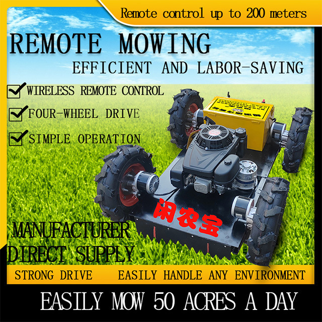 Factory sales Wheeled Lawn Mower 4WD Grass Trimmer Radio Control 4 Wheel Gasoline Power Robot Lawn Mower