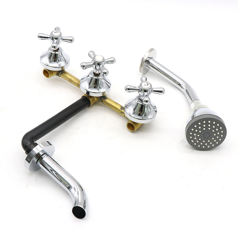 Brand new china faucet factory price direct sales of brass bathroom internal shower with double handle faucet tap and mixer