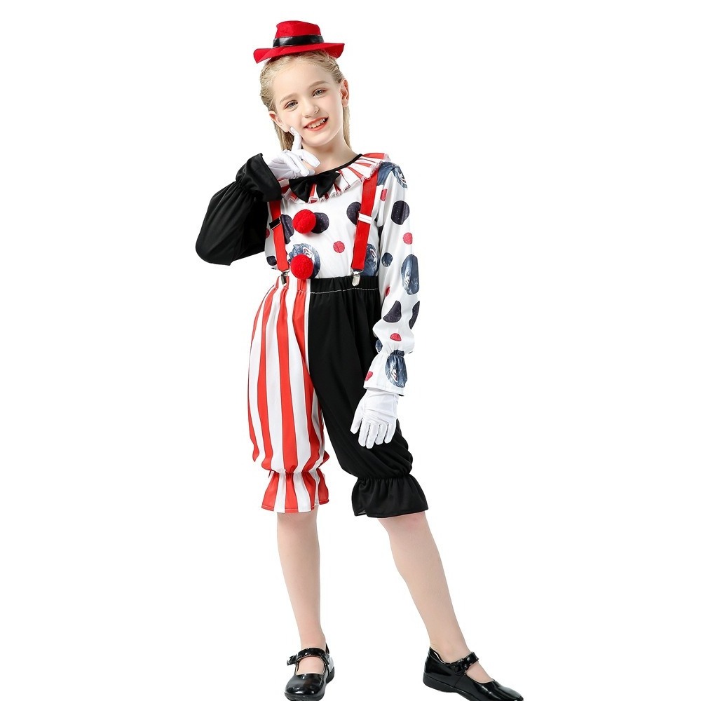 Halloween Clown Costume Children's Men's and Women's Costumes Play Clown Funny Ghost Clown Stage Clothes Suit Pants Polyester