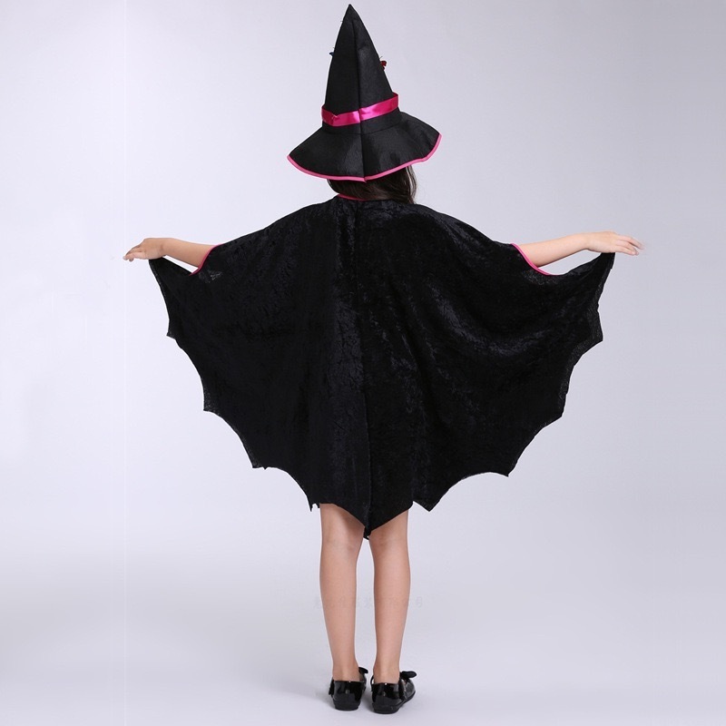 Wholesale Custom Design Toddler Girl Pumpkin Pattern Dark Witch Halloween Costumes