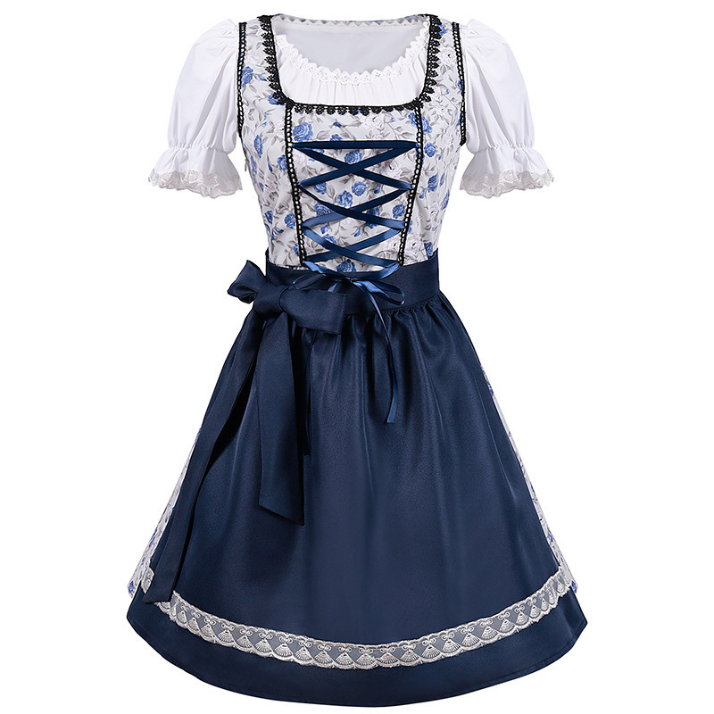 High Quality Traditional Bavarian Oktoberfest Beer Girl Maid Costume Dirndl Waitress Wench Dress Female Music Festival Clothes