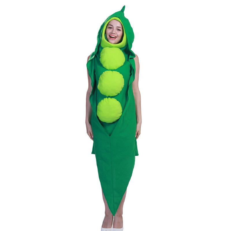 Wholesale mascot costumes for kids Halloween boy green pea cosplay jumpsuit carnival children's costume