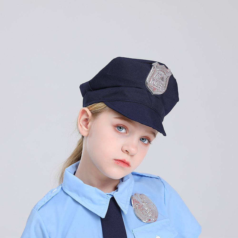 Children's police role play and children's games perform for Halloween drag dance party costumes