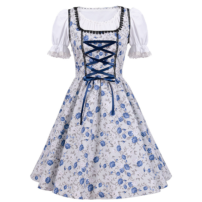 High Quality Traditional Bavarian Oktoberfest Beer Girl Maid Costume Dirndl Waitress Wench Dress Female Music Festival Clothes