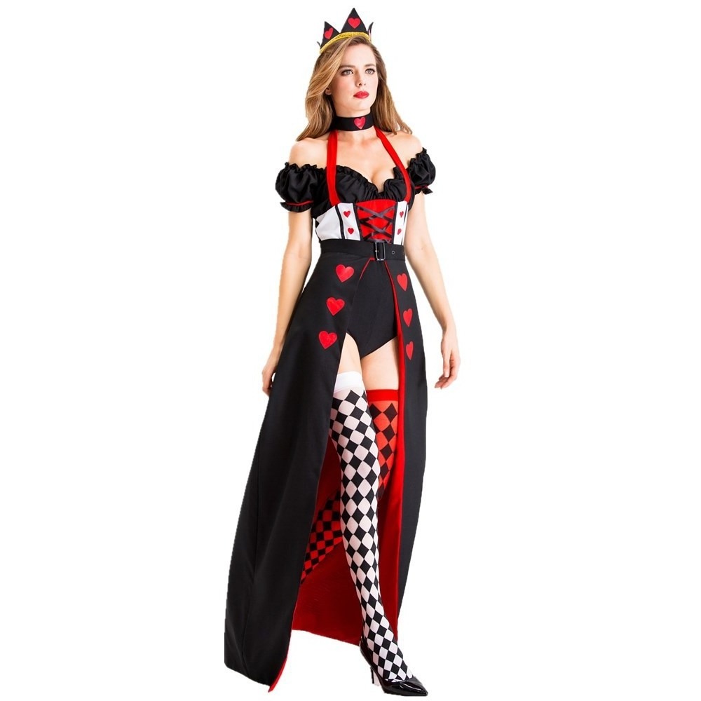 Hearts sexy queen queen uniform halloween witch plaid costume vampire devil bar costume