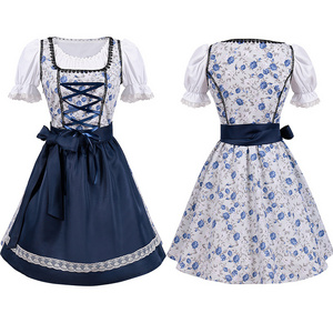 High Quality Traditional Bavarian Oktoberfest Beer Girl Maid Costume Dirndl Waitress Wench Dress Female Music Festival Clothes