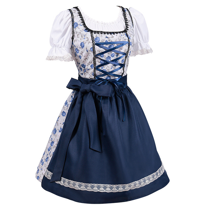 High Quality Traditional Bavarian Oktoberfest Beer Girl Maid Costume Dirndl Waitress Wench Dress Female Music Festival Clothes