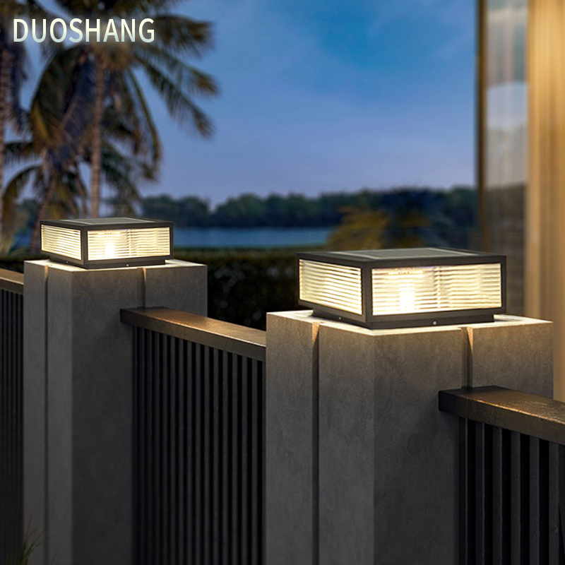 Modern solar column lights Waterproof outdoor gate fence post lights Stainless Steel Villa courtyard garden LED post lights