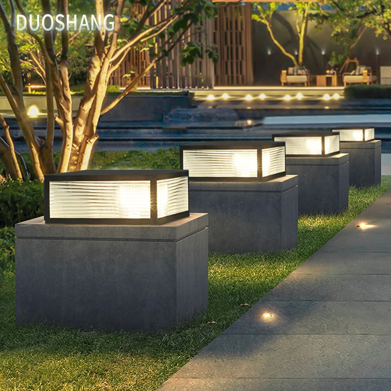 Modern solar column lights Waterproof outdoor gate fence post lights Stainless Steel Villa courtyard garden LED post lights