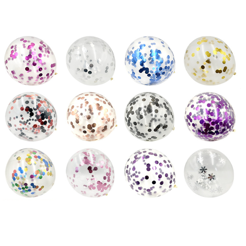 Holiday Party Decoration Latex Round Sequin Balloons Transparent Confetti Balloons Wholesale