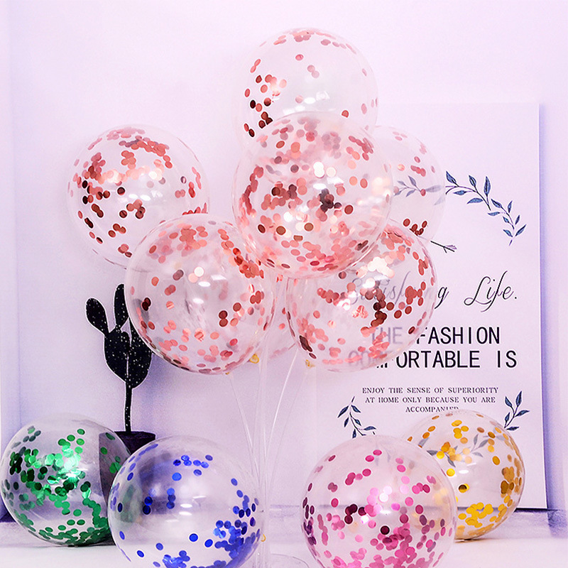 Holiday Party Decoration Latex Round Sequin Balloons Transparent Confetti Balloons Wholesale