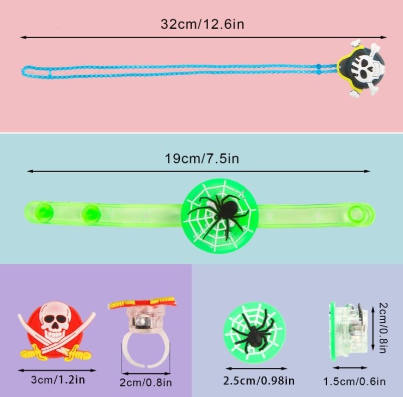 Factory Direct Sales Children's Toy Gifts LED Pumpkin Gho-st Head Bracelets Necklaces Halloween Rings Luminous Finger Lights