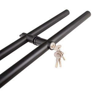 Powdered matte black stainless steel push door handle for sliding glass door handles with lock