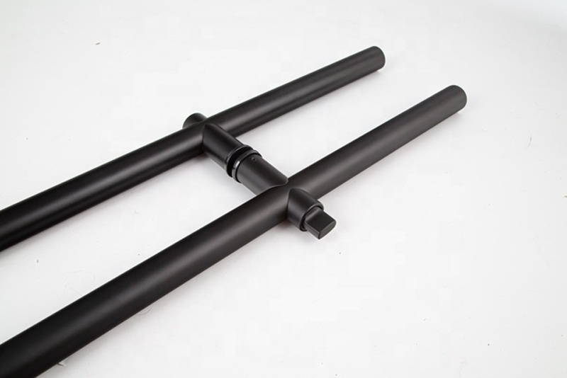 Powdered matte black stainless steel push door handle for sliding glass door handles with lock