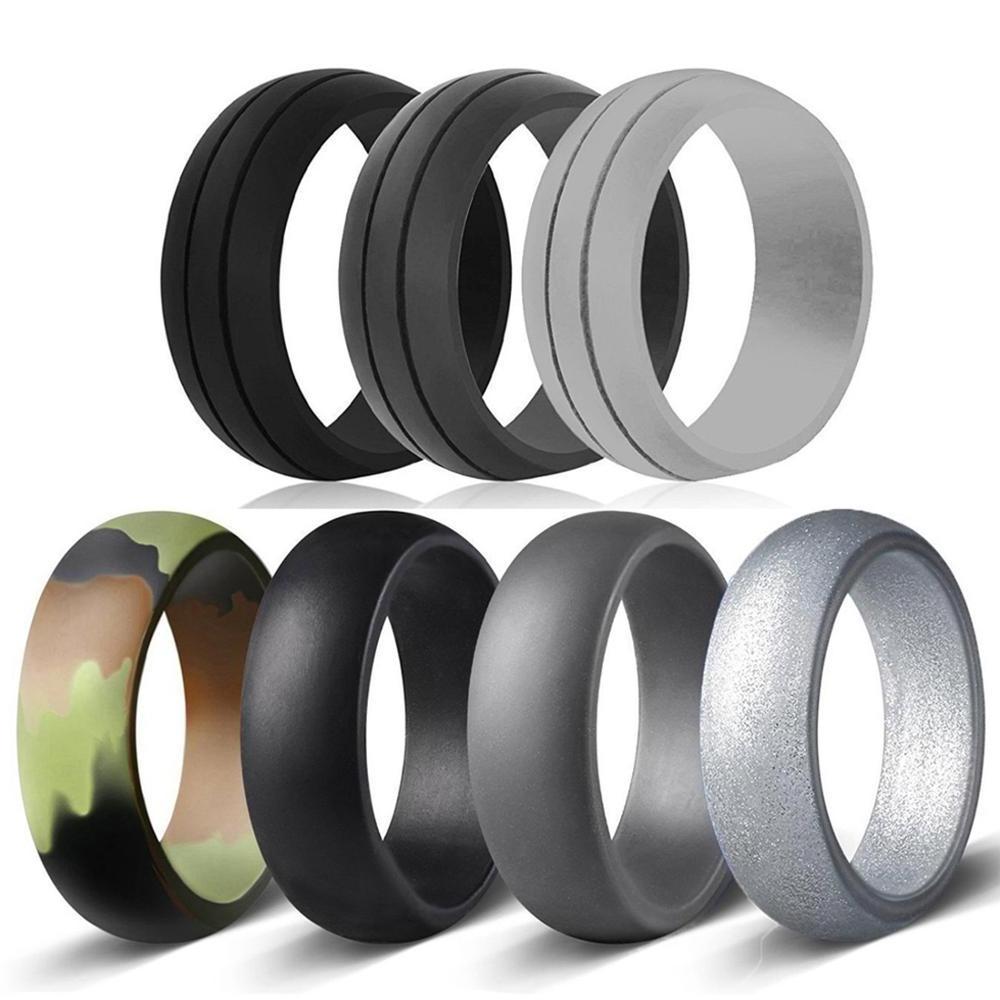 Silicone Rings for Men Step Edge Rubber Wedding Bands 10mm Wide Custom Wedding Ring Silicone Ring