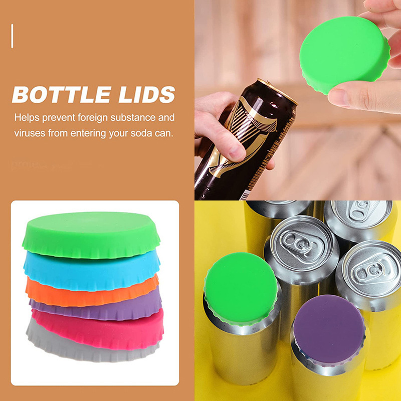 Custom logo Reusable Leak Proof Silicone Soda Beer Beverage Protector Cap Lids Covers 250ml Closures Can Caps Stopper Bottle Cap