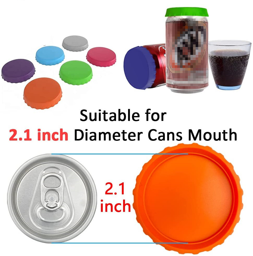 Custom logo Reusable Leak Proof Silicone Soda Beer Beverage Protector Cap Lids Covers 250ml Closures Can Caps Stopper Bottle Cap