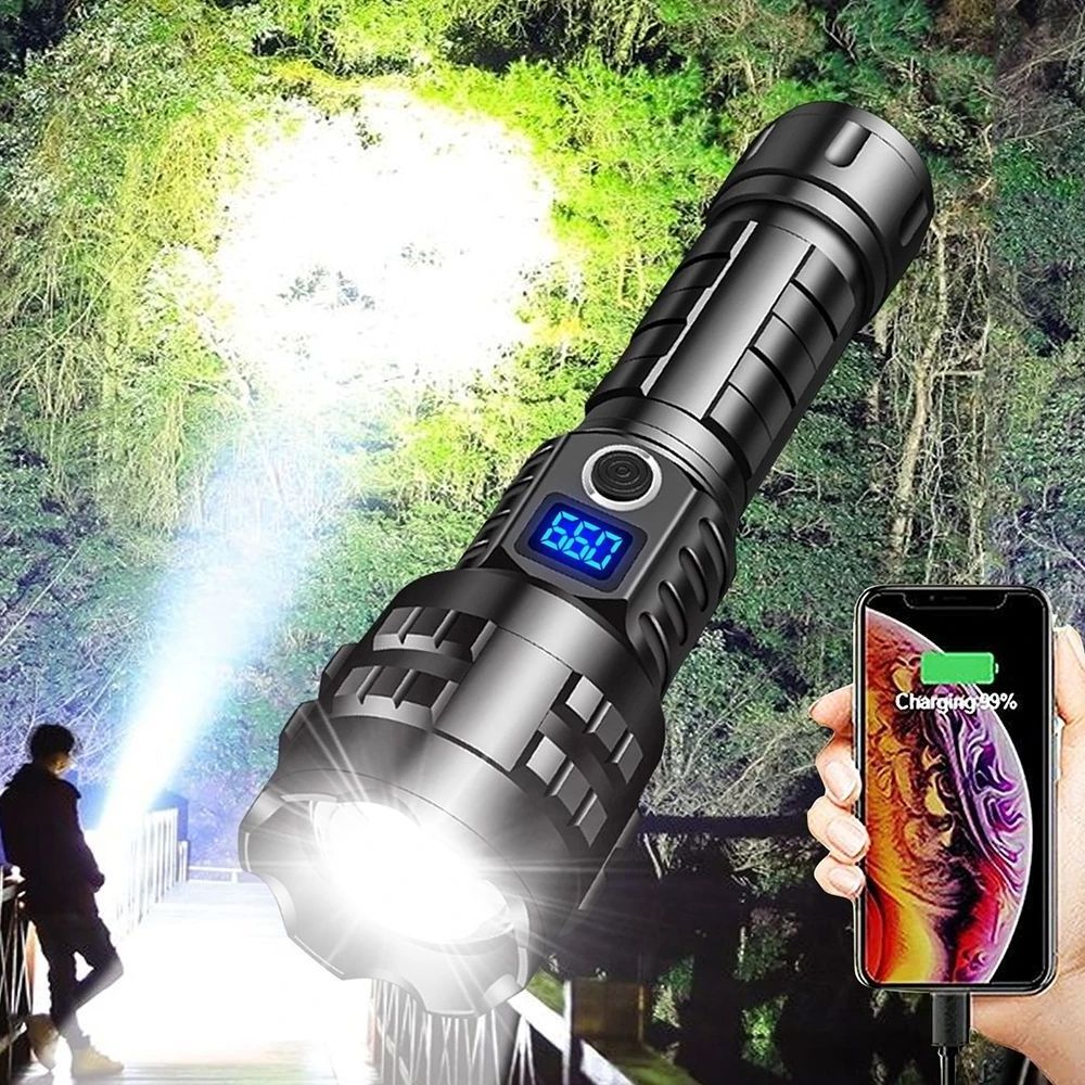 powerful 10W 10000 lumens 5Modes Waterproof Camping outdoor Tactical Torch flash light LED USB Rechargeable flashlights torch