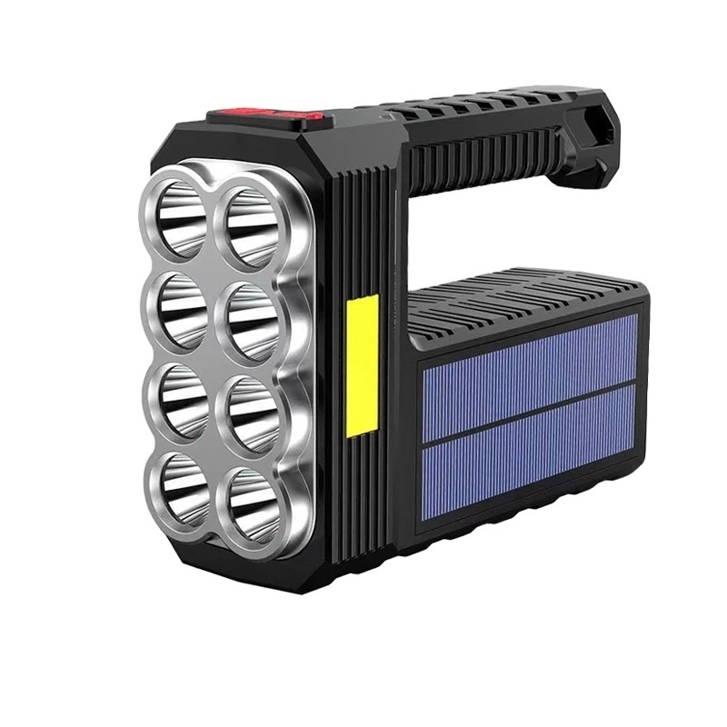 High Power Searchlight 8 LED USB Rechargeable Lamp Hammer Flashlights Solar Light Street Flash Lights