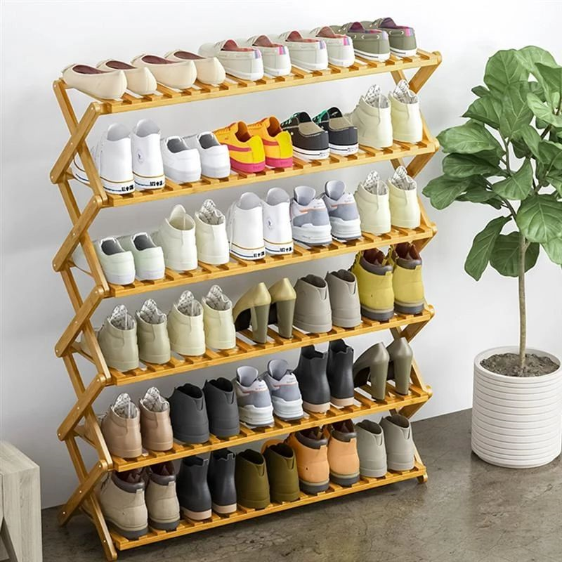 3 Tier Custom Portable Assembly Free Wooden Bamboo Panel Shoe Rack