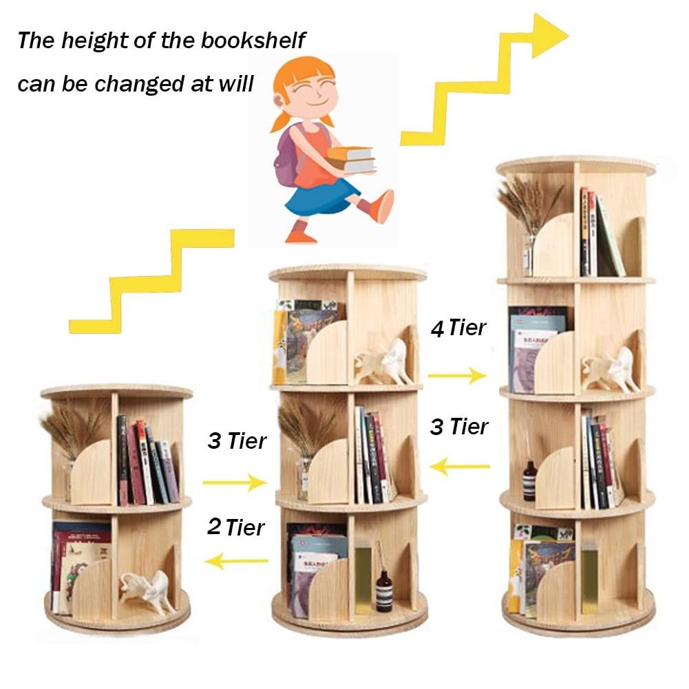 Tree Bookshelf with Drawer Wooden  Bookcase Storage Rack Mini Bookcases Narrow Desktop Organizer Shelves for Bedroom Office