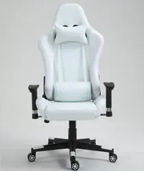 Cheap  Full White PU Leather Computer PC Game Chair Silla Gamer Led RGB Racing Massage Gaming Chair With Lights And Speakers