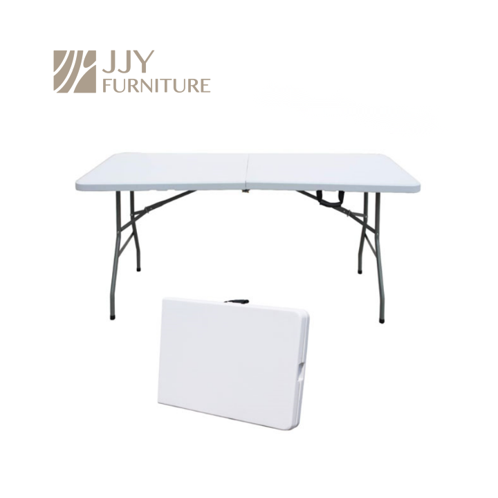 JJY-ZDZ-E004 Sturdy 6ft Outdoor Folding Table with HDPE Top and Steel Frame Multipurpose for Patio Dining Events