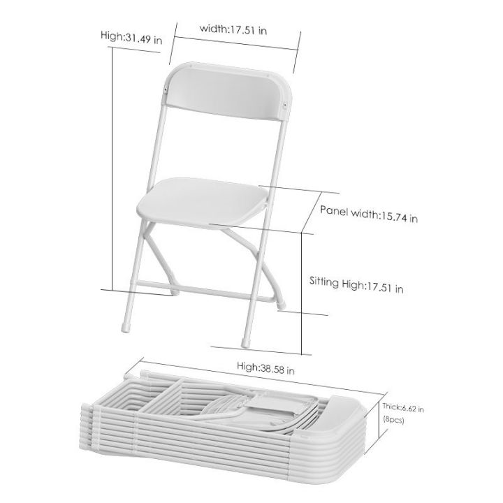 US Warehouse  Plastic Folding Chair White 45*45*80cm Comfortable Event Chair-Lightweight Folding Chair