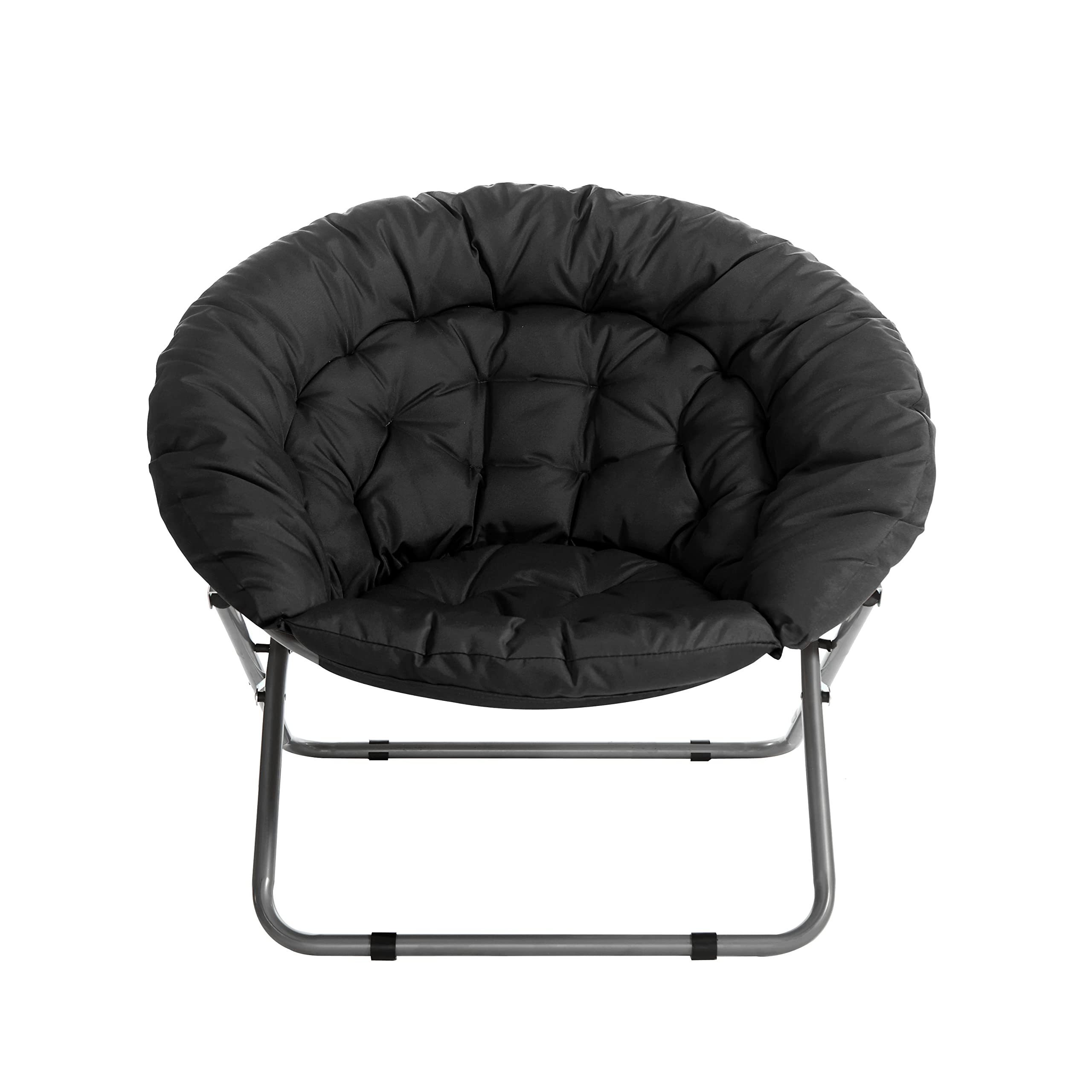 Cozy Faux Fur Saucer Chair Oversized Folding Papasan Chair Comfy Moon Chair for Bedroom Living Room