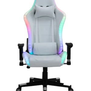 Cheap  Full White PU Leather Computer PC Game Chair Silla Gamer Led RGB Racing Massage Gaming Chair With Lights And Speakers