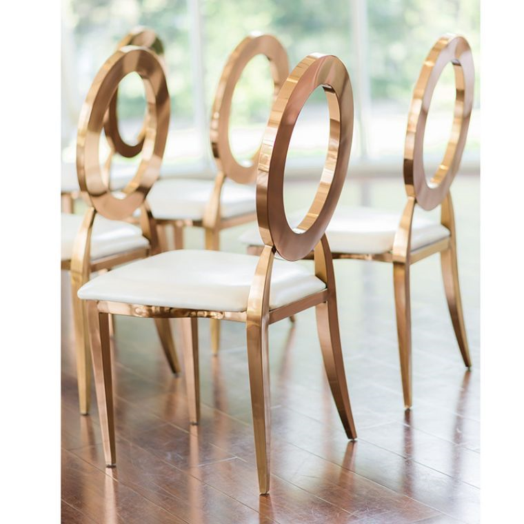 Hot Sale Modern Metal Inventory Rose Gold Banquet Fabric Wedding Chair Stainless Steel King Event Stackable Luxury Dining Chair