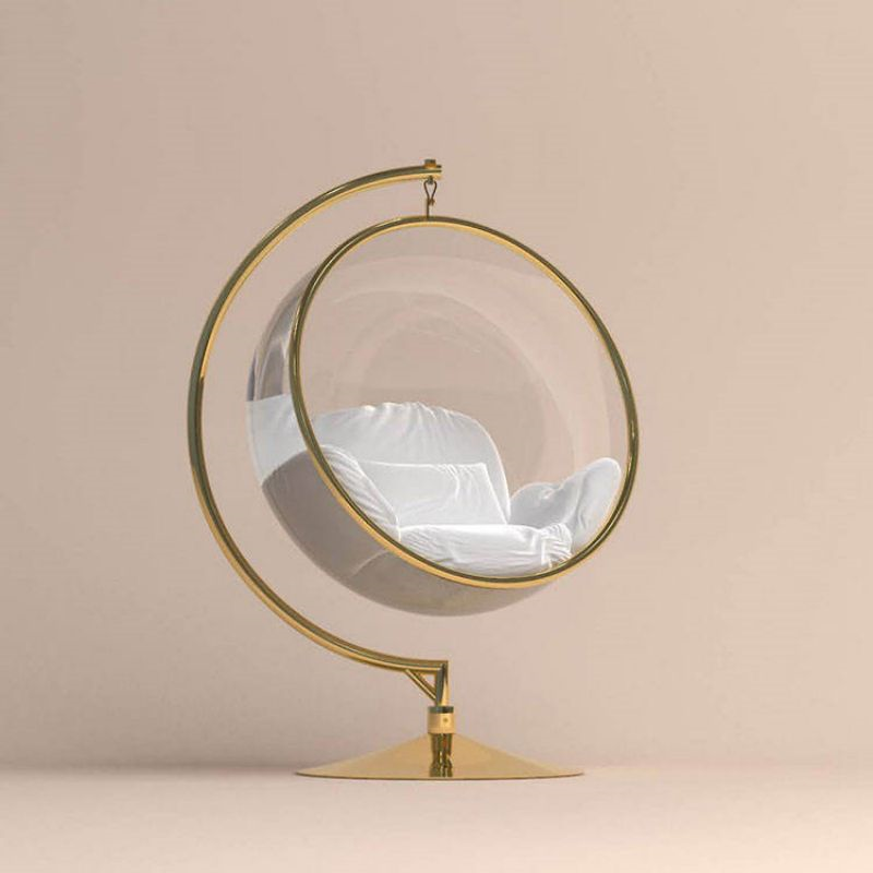 hot selling bubble chair with stand transparent living room chair gold egg chair on stand