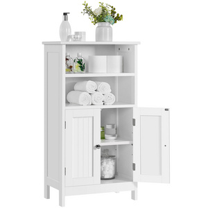 Bathroom Floor Cabinet, Cabinet with Double Door and Adjustable Shelves, Side Tall Storage Organizer for Living Room/Kitchen