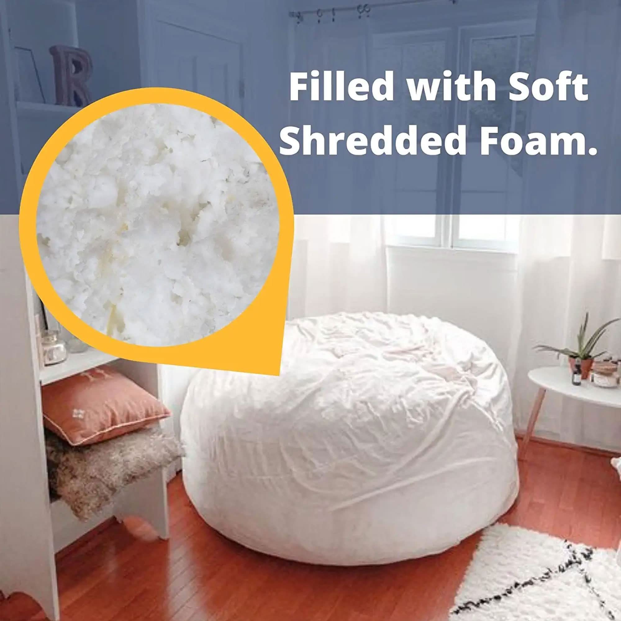 Bean Bag Chairs Giant Foam-Filled Furniture - Machine Washable Covers, Double Stitched Seams, Durable Inner Liner