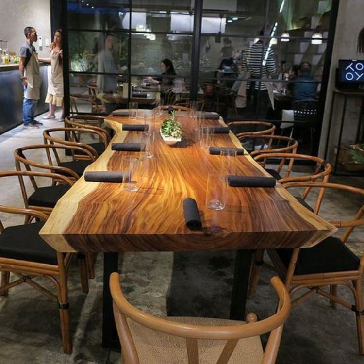 Factory wholesale South America natural shape acacia walnut solid live edge dining tables wood slab acacia wood slab