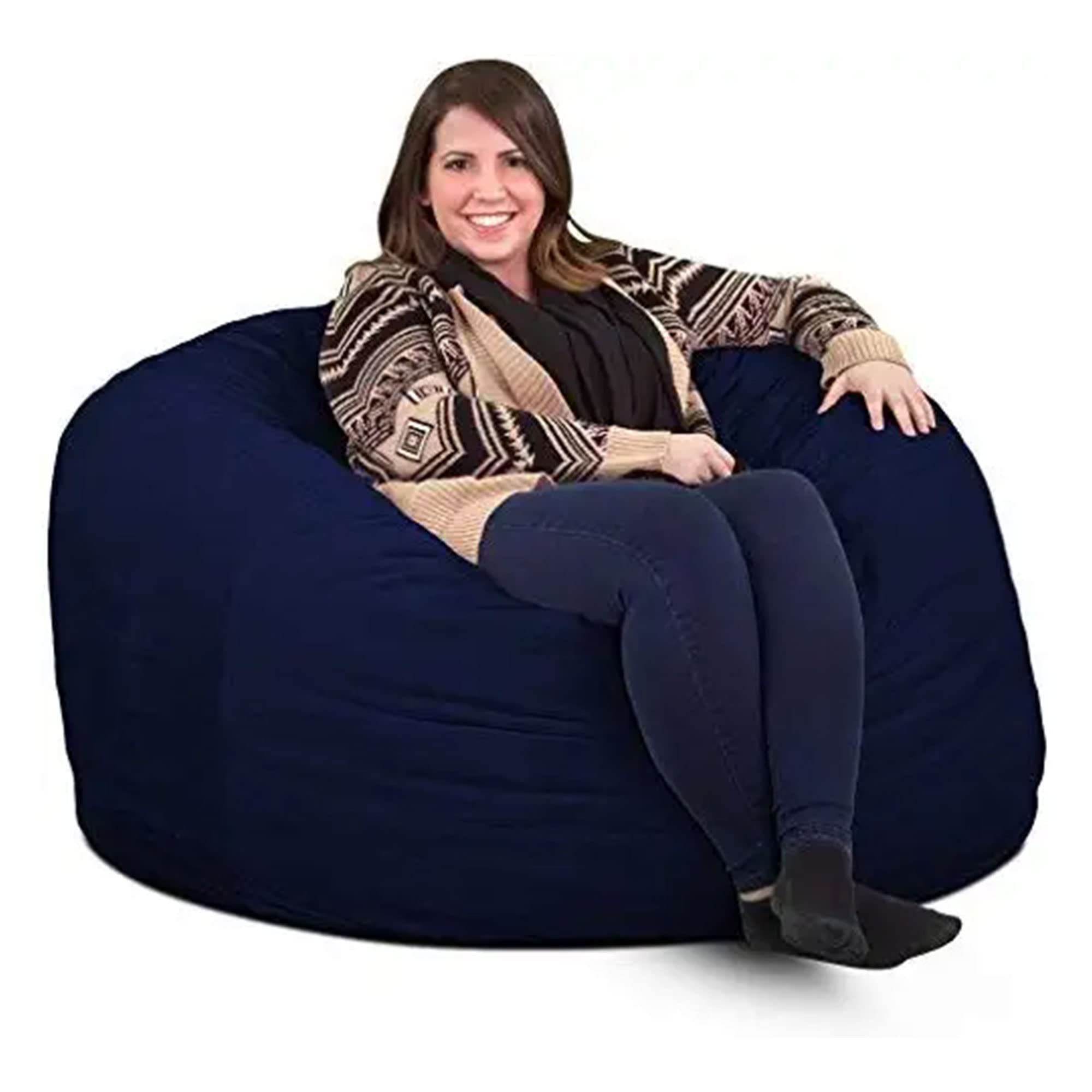 Bean Bag Chairs Giant Foam-Filled Furniture - Machine Washable Covers, Double Stitched Seams, Durable Inner Liner