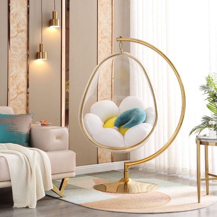 Egg-Shaped Luxury furniture Floor Stand Type Globe Type Hanging swing single Chain Type acrylic Bubble Chair living room